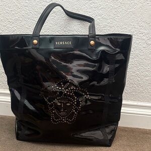 Versace Shiny Black Medusa Tote